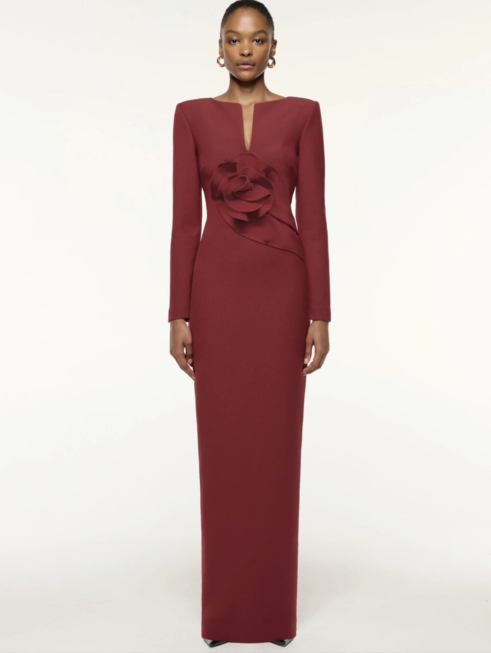 Roland Mouret Floral-applique crepe gown Dress